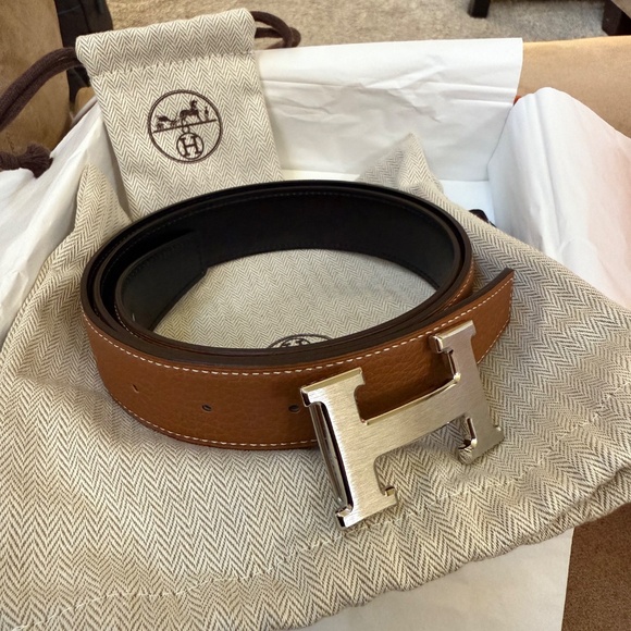 Hermes 32MM Togo reversible belt strap & buckle - Picture 2 of 7